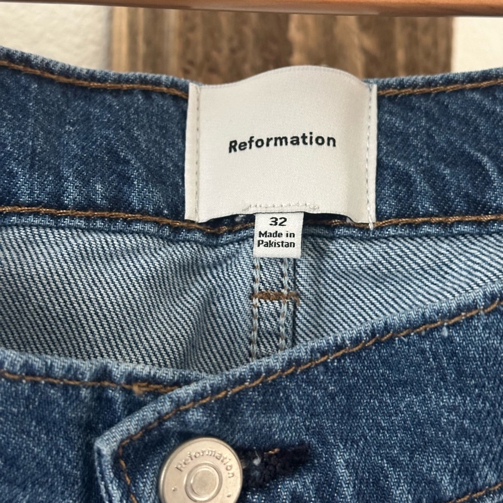 Reformation Rui lived in Classic Blue Wide-Leg Jeans baggy 32 - Picture 7 of 9